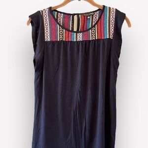 🇪🇸 RXB boho sleeveless top aztec embroidered navy blue red pink orange small